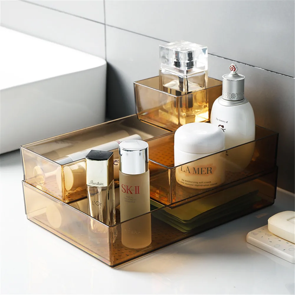 Drawer Style Make Up Storage Box Acrylic Sundries Cosmetic Container  Kitchen Cutlery Divider Case Desktop Sundries Organizer 6