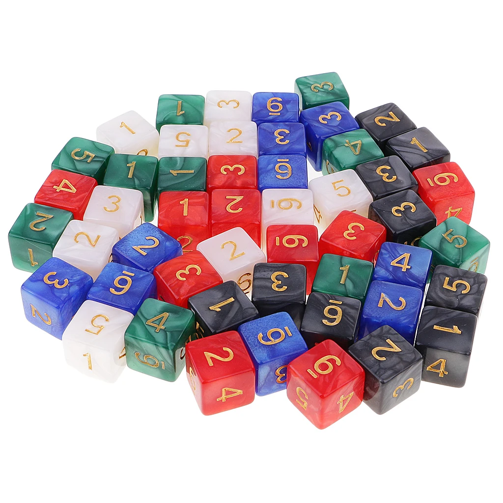 50 Pack Mini D6 Dice 16mm Six Sided Die&Dice Bag for RPG DND Dungeons and Dragons Playing Game