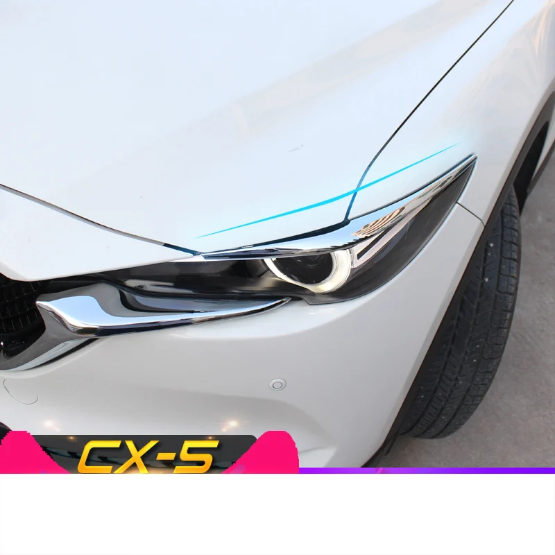 Online Para Mazda CX 5 CX5 2017, 2018 de 2019 faro delantero de la lámpara de la cabeza cejas párpados recorte cubierta Exterior accesorios ABS cromo Auto trim