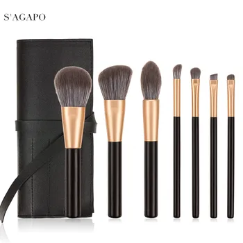 

S'AGAPO 7pcs Makeup Brushes Set for Eye Shadow Blending Eyeliner Foundation Blush Concealer Professional Eye Beauty Makeup tools