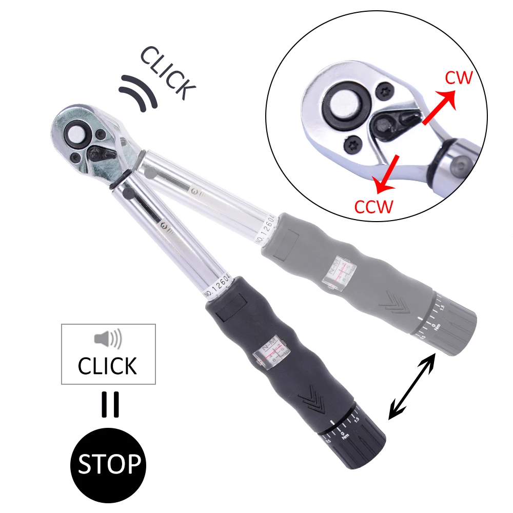 1/4 DR 2-24Nm Bike Torque Wrench Set Bicycle Repair Tools Kit Ratchet Mechanical Torque Spanner Manual Wrenches,2-14Nm wrench kit 