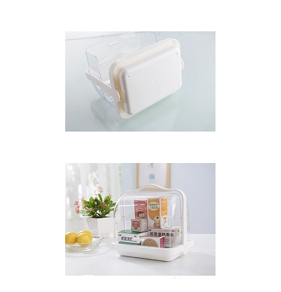 Makeup Organizer Modern Waterproof Dustproof Cosmetic Display Boxes Case Food Drug Organization with Handle on Countertop