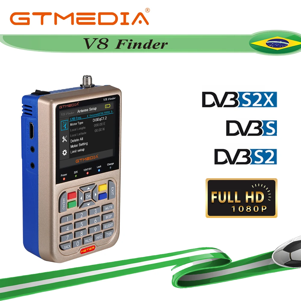 

V8 Finder Meter SatFinder Digital Satellite Finder DVB S/S2/S2X HD 1080P Receptor TV Signal Receiver Sat Decoder Location Finder