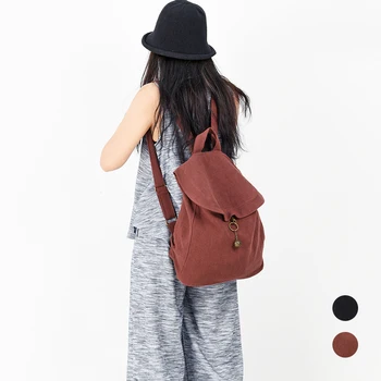

Vintage Washed Cotton Canvas Women Backpack School Bag For Teenager Girl Linen Backpack Female Rucksack Travel Bag