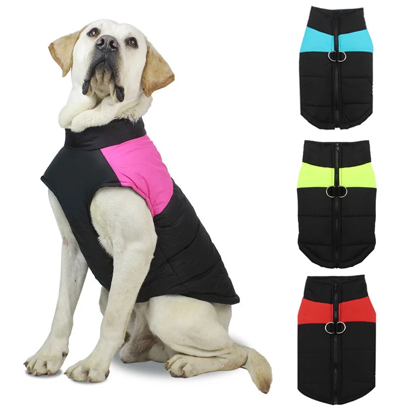 Winter Pet Dog Clothes Warm Big Large Coat Waterproof Clothing For Dogs Jacket Pets Golden Retriever | Дом и сад