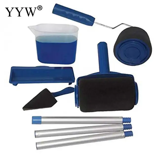 $14.15 8pcs Diy Paint Roller Wall Decorative Brush Tools Set Household Use Handle Flocked Edger Tool Multifunctional Painting Brush