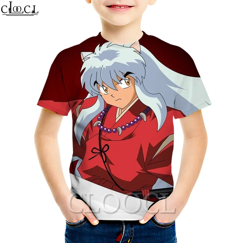 Модная японская аниме CLOOCL Inuyasha детская одежда топы футболки с 3D принтом