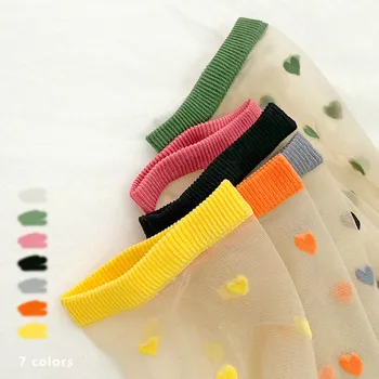

Woman Cute Heart Socks Summer Thin Transparent Casual Fishnet Socks Female Embroidered Soft Breathable Trendy Hipster Sox