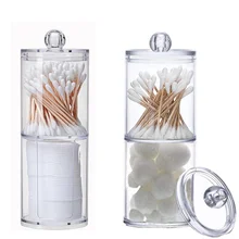 Caixa de armazenamento acrílica multi-função caixa de armazenamento cotonete de algodão recipiente cosmético almofada de algodão caixa de armazenamento à prova de poeira