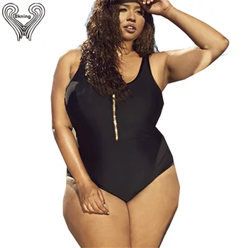 

XL - 4XL Plus Size Swimsuit Zipper Front Padded Swimwear One Piece Swimming Suit For Women 2019 New Large Bathing Suits Badpak
