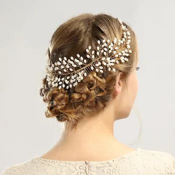 

2019 New Luxury Handmade Pearl Beads Bridal Headpiece Wedding Hair Jewelry Ornaments Dropshipping