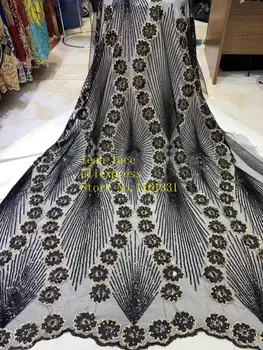 

6 color sequined embroidery classic European and American style fabric used for dress design HS77# 5yards/bag