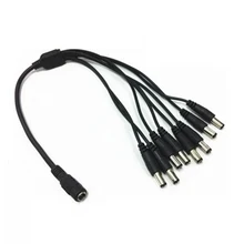 От 1 до 8 сплиттер адаптер кабель питания свинцовый Пигтейл 1 Женский до 8 штекер постоянного тока для камеры безопасности