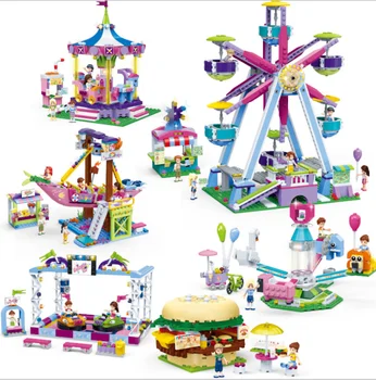 

Girl Building Blocks Amusement Park Pirate Ship Figures Building Blocks Education imagination Toys Gifts For Children