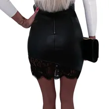Модная женская облегающая мини-юбка с кружевным подолом на молнии сзади с высокой талией, Осенние юбки GM