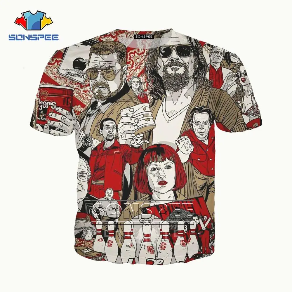 SONSPEE The Big Lebowski Harajuku 3D печатных мужчин и женщин одежда Хип Хоп футболка унисекс короткий рукав Уличная пуловер XK117c - Цвет: 7