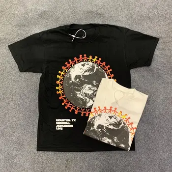 

2020 Astroworld Travis Scott T-shirts Cactus Jack Festival Tee Men Women Hip Hop 1:1 Cotton Tops Human Astroworld Earth T-shirt