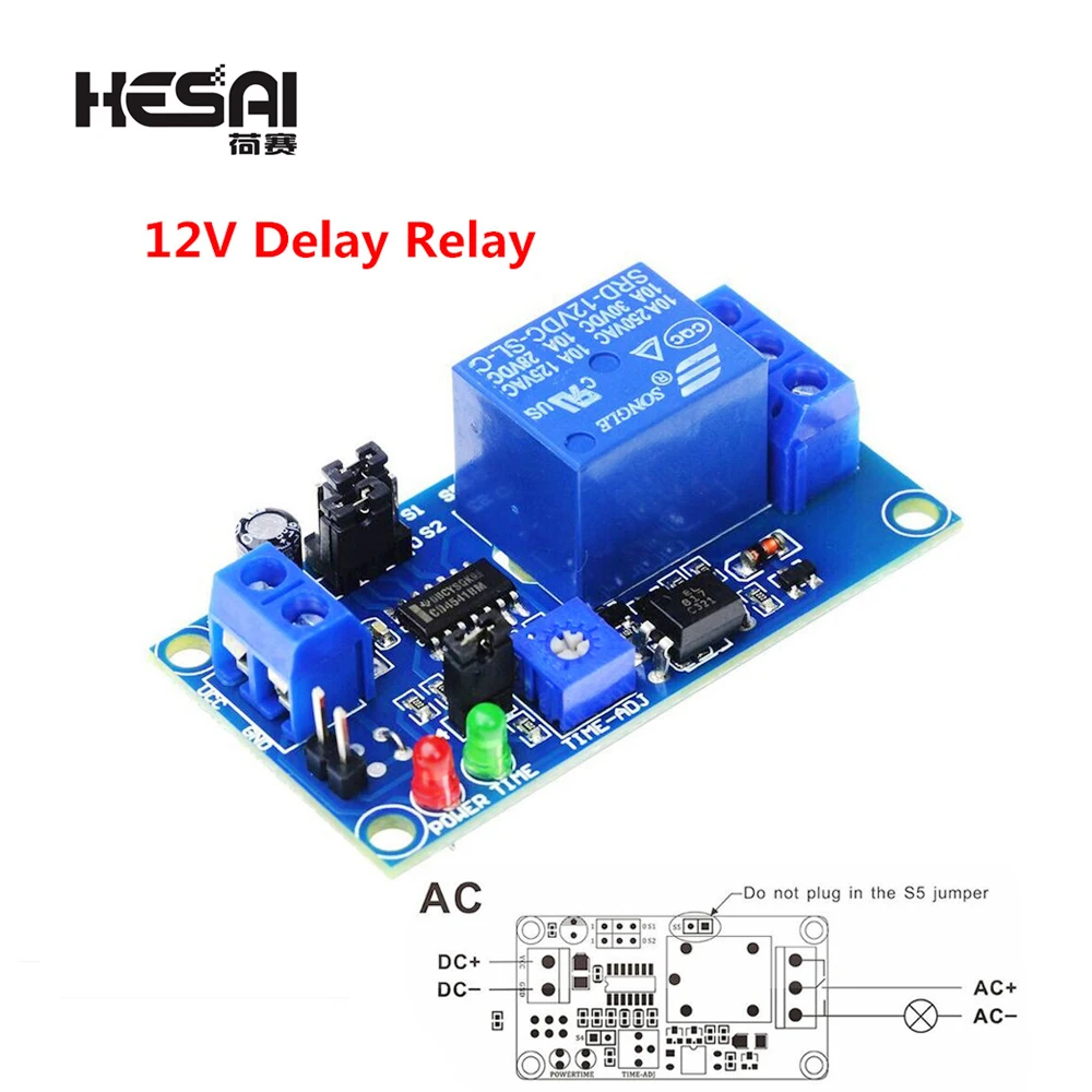 DC 12V Timer Shutdown Module Normal Open Time Delay Relay  Timer Relay Control Switch Adjustable Potentiometer LED Indicator