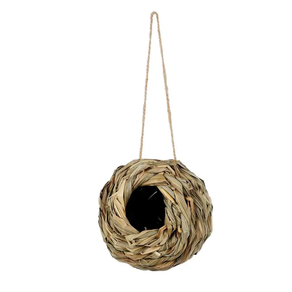 

Natural Reed Grass Bird Nest Spherical Hummingbird Nest Outdoor Garden Yard Decor Handwoven Hummingbird House With Hanging Rope
