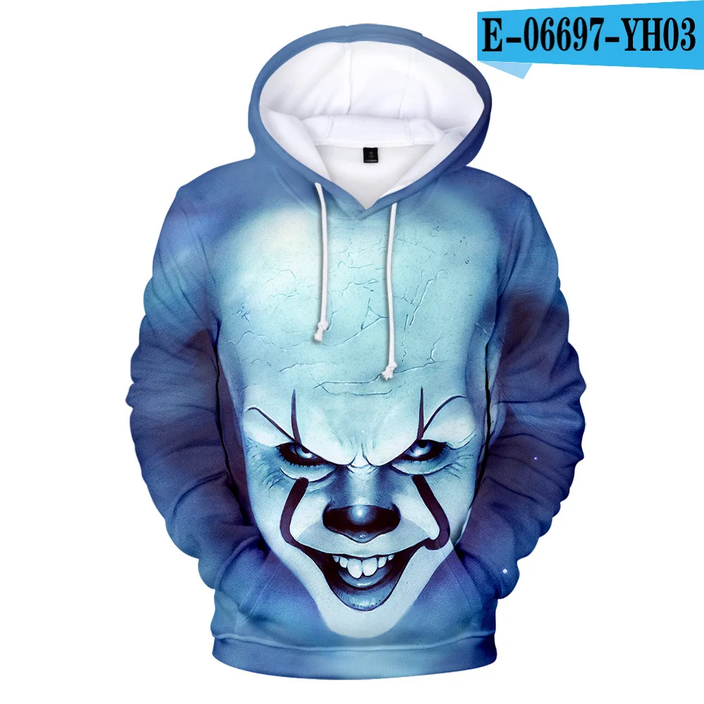 Белый It Chapter 2 Hoddie размера плюс 3D Галстук окрашенный Джокер мужские толстовки кофты Sudadera Hombre Con Capucha круглый вырез 4XL - Цвет: 11