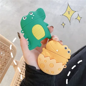 

Apple Airpods 1 2 Case 3D Cartoon Cute Crocodile Dinosaur Egg Case for Airpods 1/2 Case Soft Silicone Shockproof Earphone Cover