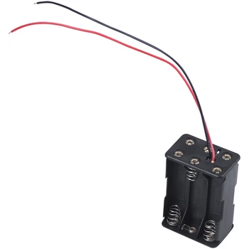 

4 Pcs Wired 6 x 1.5V AAA Battery Holder Plastic Case Storage Box Black