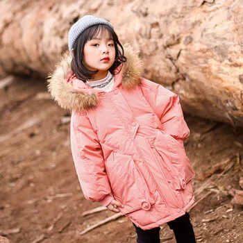 

Girls cotton-padded jacket winter product really raccoon fur collar hooded cotton-padded clothes fashion tide pure color