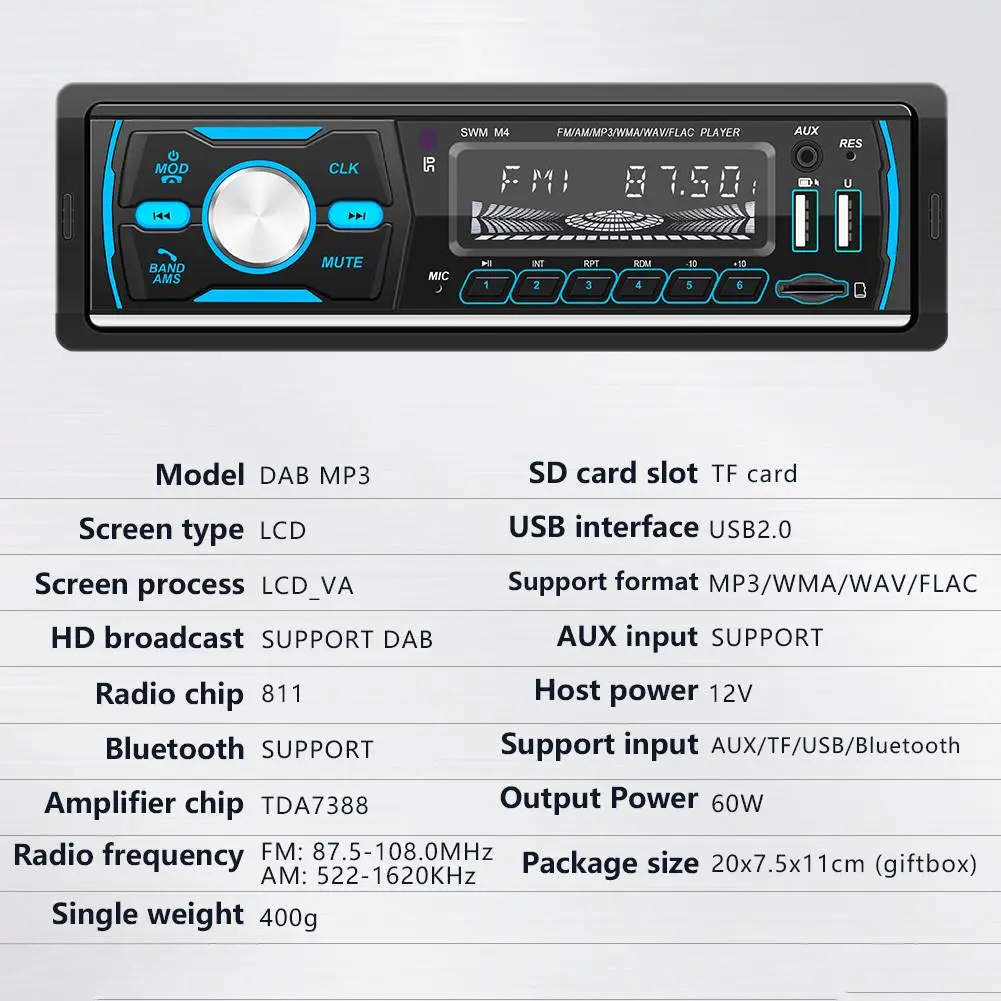 receptor de rádio estéreo para com controle suporte para