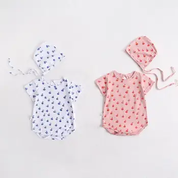 

2020 Hot Selling Baby Girls Boys Printed Romper Summer Toddler Jumpsuit Kids Clothes With Hat 0-2t