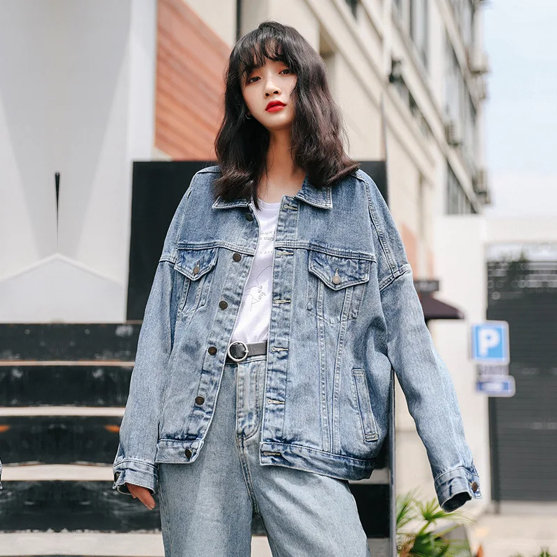 

Japanese-style Loose-Fit Medium-length Jeans Coat Students BF Style Korean-style Trend Casual Fashion Long Sleeve Jacket WOMEN'S