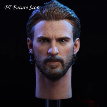 

In Stock 1/6 Scale Male Figure Accessory NR08 Captain America 6.0 Head Sculpt Model Beard Version & Metal Shield for 12'' Body