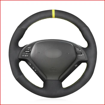 

Black Suede Hand Sew Comfortable Soft Steering Wheel Cover for Infiniti G G25 G35 G37 EX EX35 EX37 Q Q40 Q60 QX50 (US) 2014-2018