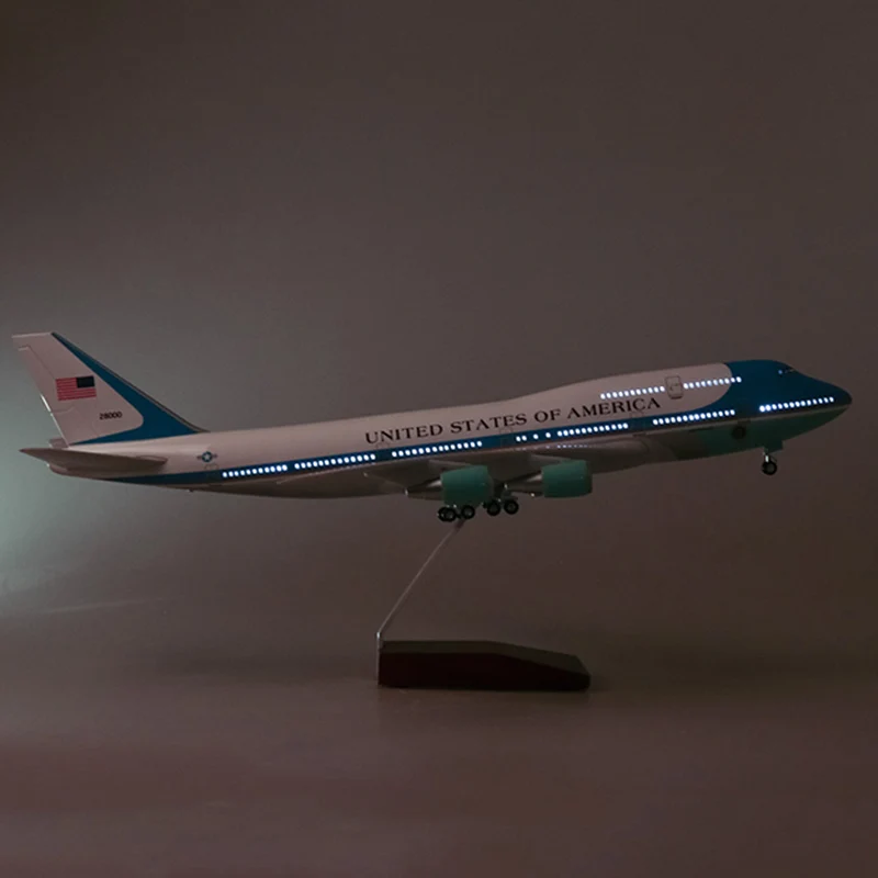 47 см 1/150 масштаб ВВС один самолет модель США boeing 747 литой самолет W светодиодный светильник и колеса смолы пластиковый сплав модель самолета