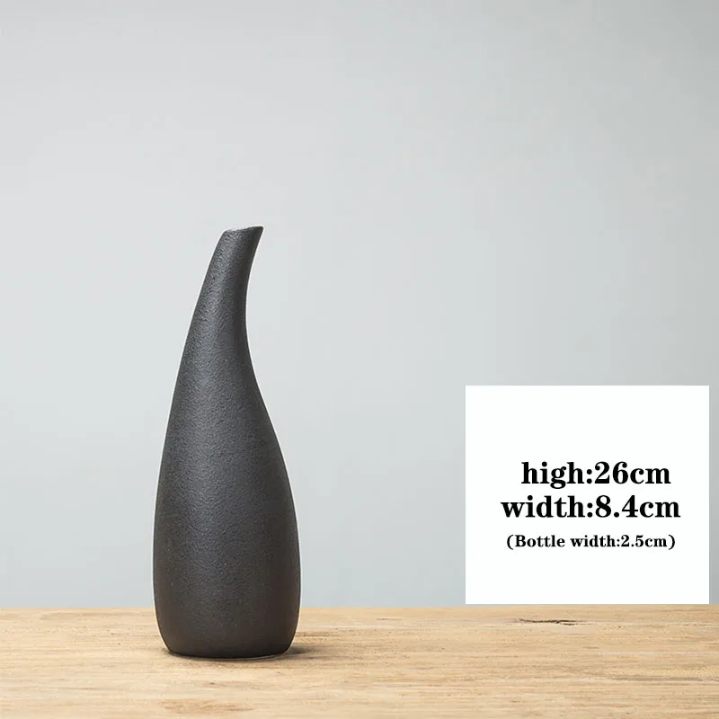 Black-Medium Маленькая Скандинавская Керамическая Настольная Ваза синий белый зеленый желтый дисплей для цветов минималистичный современный минималистичный креативный Декор - Цвет: Black-Medium