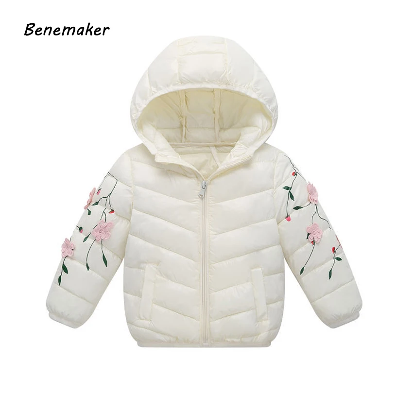 

Benemaker Baby Embroidery Flower Jackets For Girl Warm Coat Children Winter Outerwear Cotton Padding Toddler 1-6 Year Kids JH045