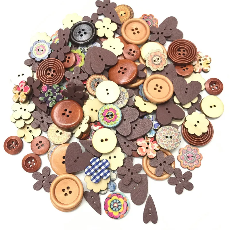 50 шт. ассортимент натуральные круглые пуговицы фон с изображением коричневого