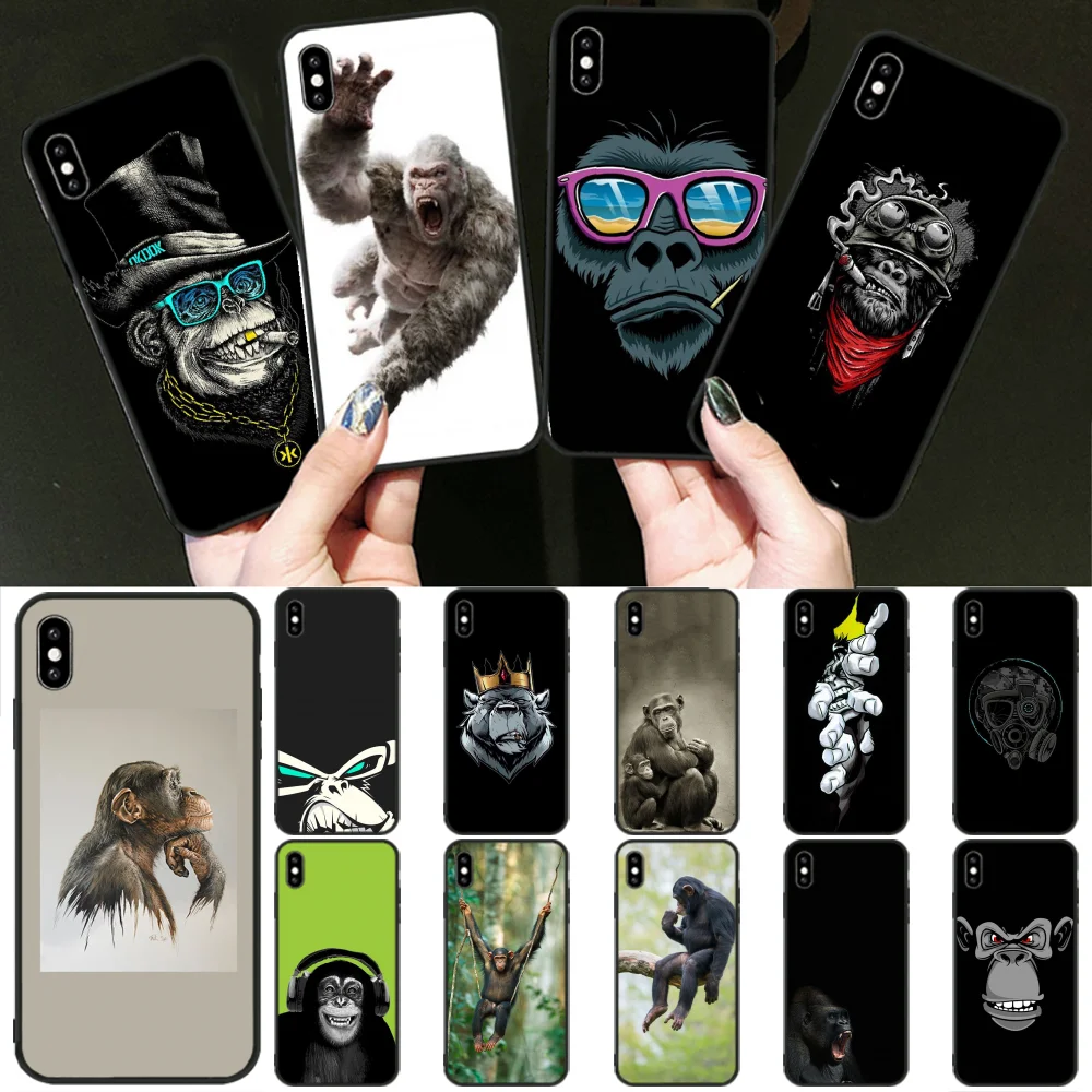 Viviana Monkey Gorilla Ape мягкий черный чехол для телефона iPhone 11 pro XS MAX 8 7 6 6S Plus X 5 5S SE XR |