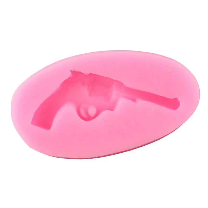 Revolver Handgun Silicone Mold Pistol Baby Birthday Cupcake Topper Fondant Cake Decorating Tools Candy Chocolate Gumpaste Molds