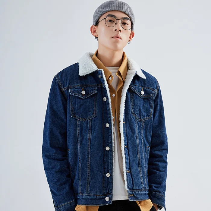 

Plus Velvet Jacket Men's B Winter New Style Popular Brand Solid Color Thick Warm Loose-Fit Lambs Wool MEN'S Jacket Jacket