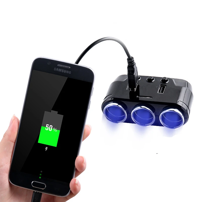 12 V-24 V розетка для автомобильного прикуривателя сплиттер светодиодный USB Зарядное устройство адаптер 3.1A 100W обнаружения для телефона MP3 DVR аксессуары