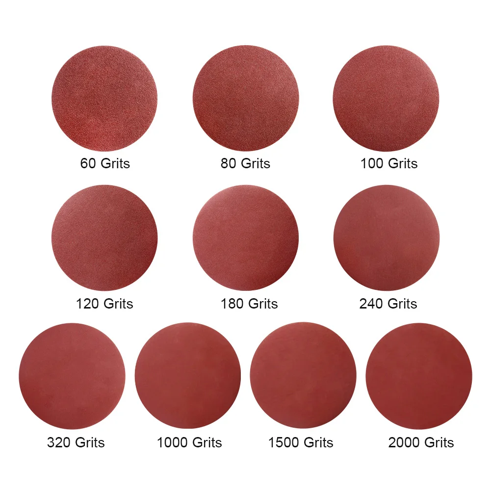 60/70/100 шт 5 дюймов 125 мм песок Бумага задняя панель с эффектом для шлифовальный станок красный круглый шлифовальный бумажный диск песка листы зернистость 60-2000 на застежке-липучке диск - Цвет: 100Pcs