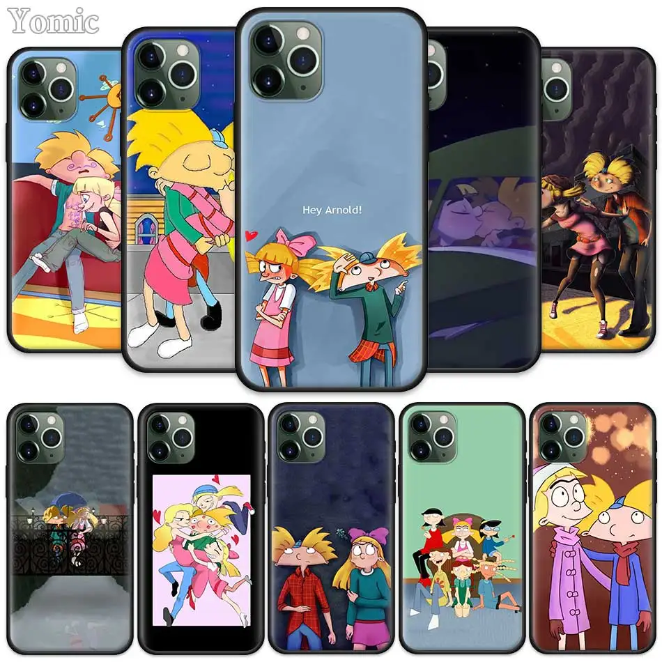 

Hey Arnold Special Black Case for Apple iPhone 11 Pro XR X XS MAX 7 8 6 6S Plus 5 5S SE 5C Silicone Soft Phone Sacs Cover Shell