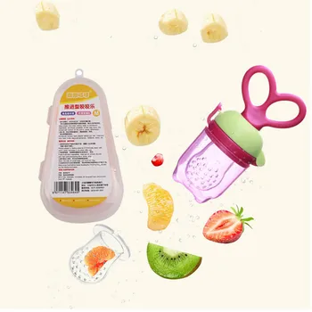 

Baby Nibbler Baby Pacifiers Feeder Kids Fruit Feeding Nipple Pacifier Push Typeteat Baby Fruit Bite Music PP Box