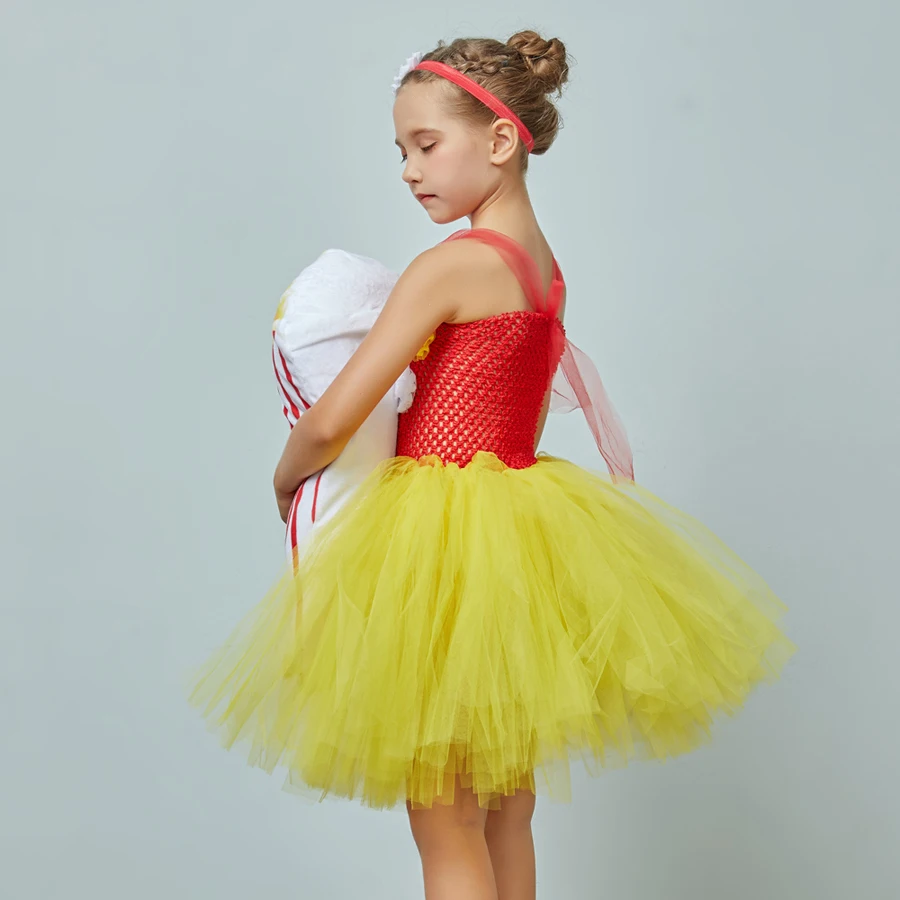 Fancy Popcorn Girl Tutu Dress Circus Birthday Outfit for Kids Food Costume Baby Photo Carnival Party Flower Tutu Dresses (7)