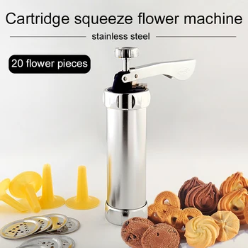 

Biscuit Pastry Press 1 Set Dessert Cookie Maker Machine Cake Decorating Maker Silver Stainless Steel Party Baking Diy Bar