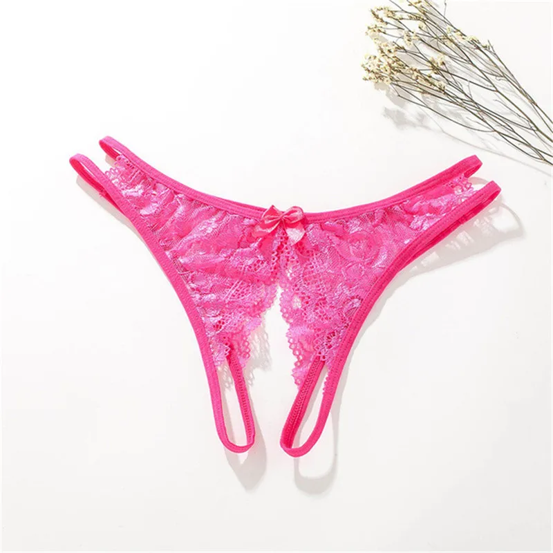 Large Size Lace Transparent Panties Sexy Lingerie Open Crotch Sex Thongs Women's Underwear M-XL