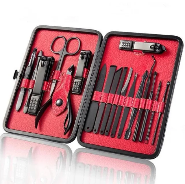Professional Stainless Steel Nail Cutter Tool Set 18/15pcs Manicure Nail Clippers Pedicure Set Portable Travel Nail Art Tools - Цвет: 18pcs