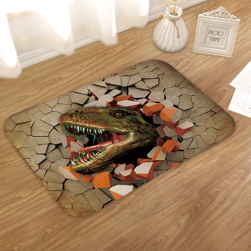 

The latest 3D beautiful dinosaur mat creative PVC mat bathroom kitchen door mats flannel carpet mat