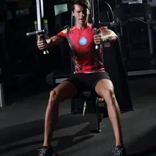 Железный человек облегающая футболка с коротким рукавом и круглым воротником Qmilch имеет эластичность стройная женская Ikztq6a7id