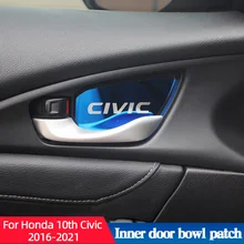 

Car Inner Door Bowl Sticker For Honda 10Th Civic 2016-2021 Handle Protector Cover Scratch Resistant Accessories